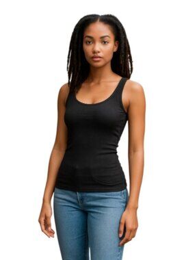 New Aerie X-Small Dark Gray Ribbed Tank Classic Cotton Blend Stretch Athleisure